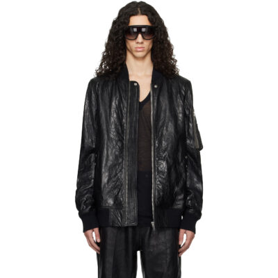 Rick Owens Black Temple Classic Flight Leather Jacket