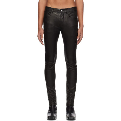 Rick Owens Black Temple Tyrone Leather Pants