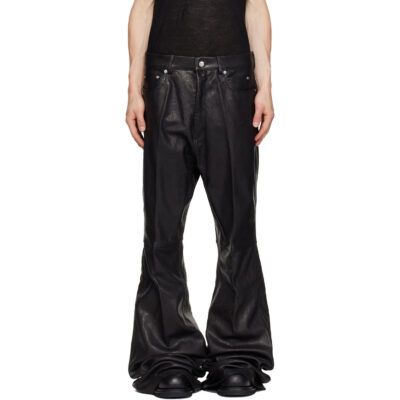 Rick Owens Black Tower Bolan Bootcut Leather Pants