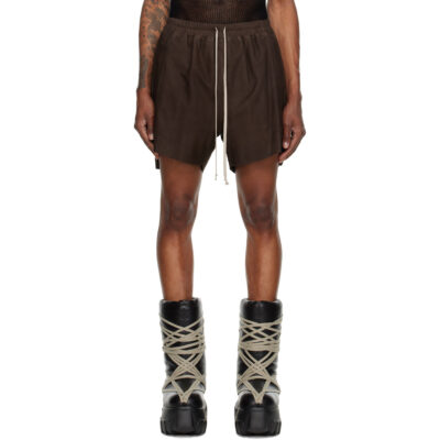 Rick Owens Brown Rick S Boxers Leather Shorts