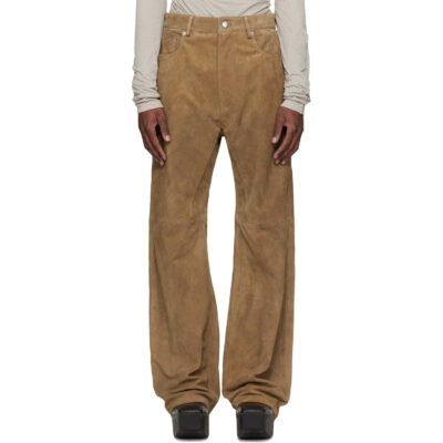 Rick Owens Brown Temple Geth Suede Pants