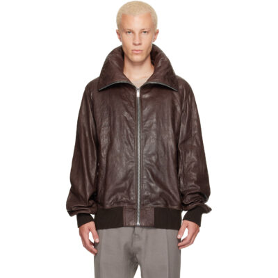 Rick Owens Brown Tower Dracuflight Leather Jacket