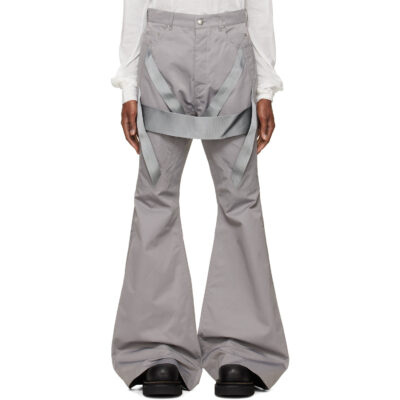 Rick Owens Gray Tower Megastrapped Bolan Bootcut Trousers