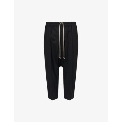 Rick Owens Mens Rick Owens Cropped Drawstring Wool Trousers