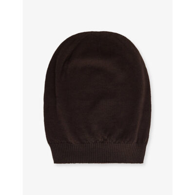 Rick Owens Mens Rick Owens Domed Knitted Wool Beanie Hat