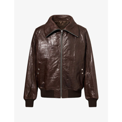 Rick Owens Mens Rick Owens High-Neck Leather Bomber Jacket