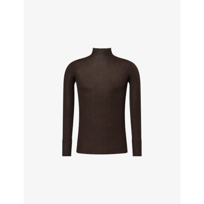 Rick Owens Mens Rick Owens Turtle-Neck Ribbed Knit-Wool Top