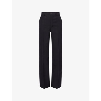 Rick Owens Mens Rick Owens Wide-Leg Work Wool Trousers
