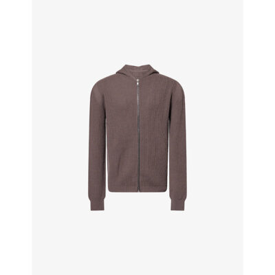Rick Owens Mens Rick Owens Zipped Rib-Knit Wool Hoody