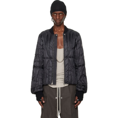 Rick Owens Moncler + Rick Owens Black Geocamo Flight Down Jacket