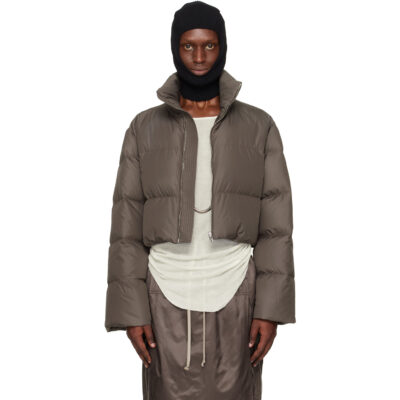Rick Owens Moncler + Rick Owens Gray Cropped Cyclopic Down Jacket