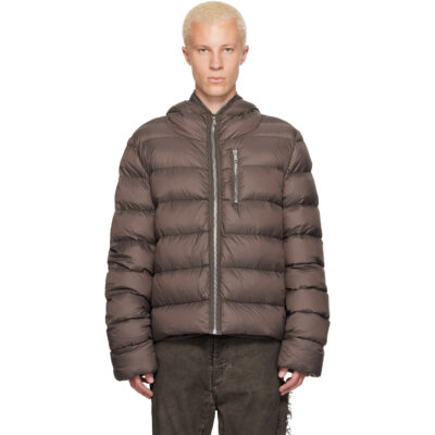 Rick Owens Taupe Tower Hooded Down Jacket