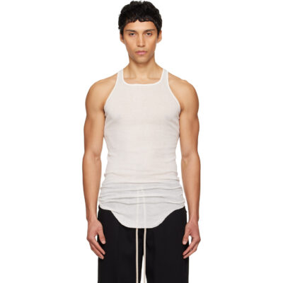Rick Owens White Temple Basic Rib Tank Top