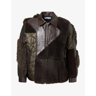 Sacai Mens Sacai x A.P.C Patchwork Leather Jacket
