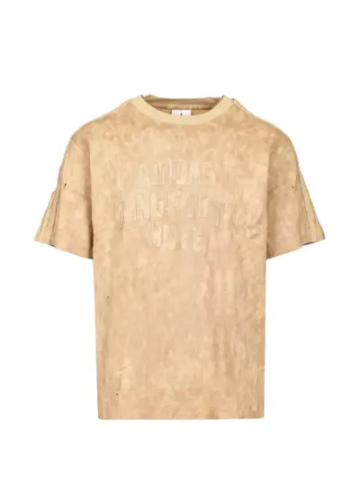 Song For The Mute x Adidas logo-appliqué distressed T-shirt - Neutrals