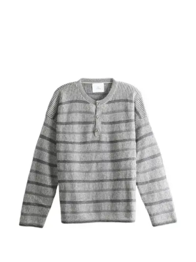 The Elder Statesman striped button-neck sweater - Grey