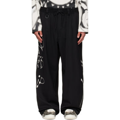 Y-3 Black Chito Edition Graphic Wide Wool Trousers