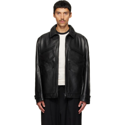 Y-3 Black Leather Blouson Jacket
