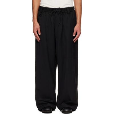 Y-3 Black Wool Straight Leg Trousers