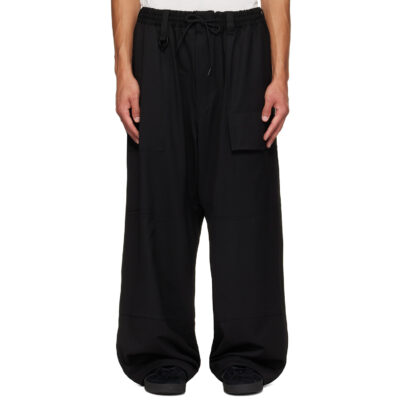 Y-3 Black Wool Wide Cargo Pants