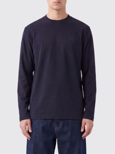 Y-3 Crewneck Long-Sleeved Cotton T-shirt with Tone-on-Tone Logo