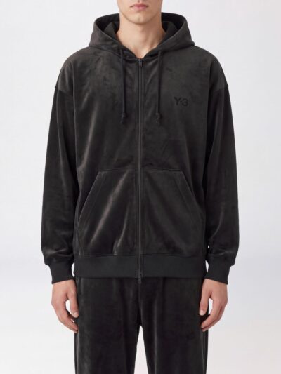 Y-3 Velvet Zip-Up Hoodie with Tone-on-Tone Logo