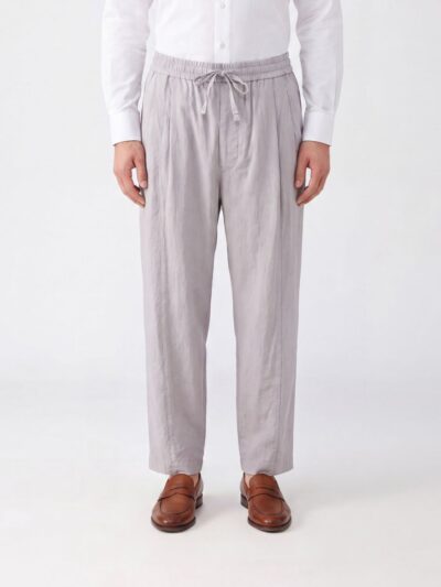 ZIGGY CHEN Wide-Leg Linen and Silk Blend Trousers with Drawstring Waist