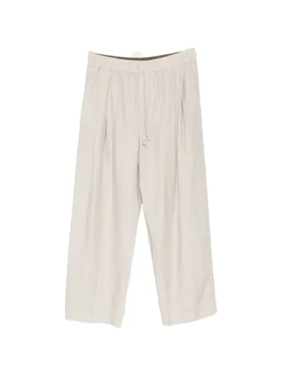 Ziggy Chen thin-stripe drawstring trousers - Neutrals