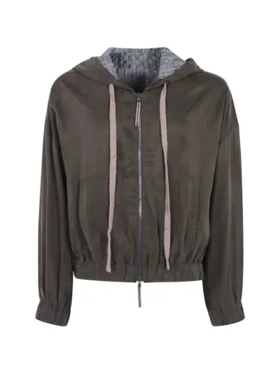 Ziggy Chen zip-up drawstring hoodie - Brown
