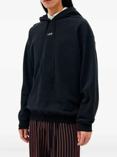 Ann Demeulemeester Bardi logo-embroidered drawstring hoodie - Black
