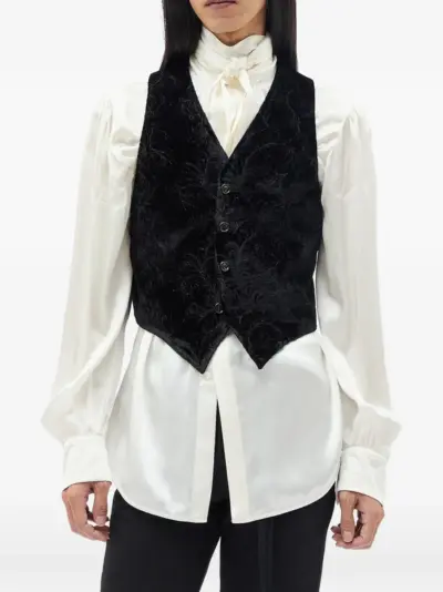 Ann Demeulemeester Kaare paisley-embroidered velvet waistcoat - Black