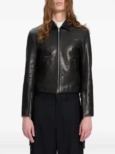 Ann Demeulemeester Karo leather jacket - Black