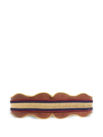 Ann Demeulemeester Regimental jacquard scalloped-edge belt - Brown