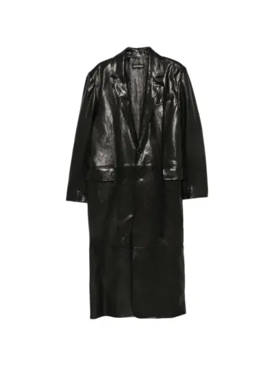 Ann Demeulemeester buttoned leather coat - Black