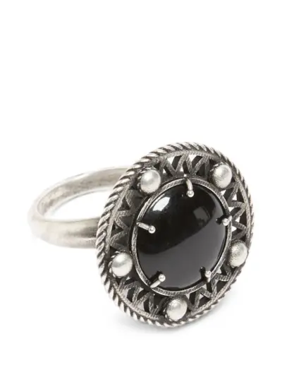 Ann Demeulemeester engraved-detail stone-embellished ring - Silver