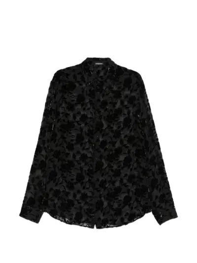 Ann Demeulemeester floral-devoré shirt - Black