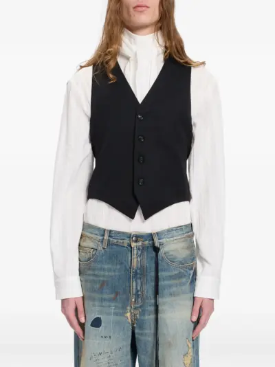 Ann Demeulemeester gabardine wool waistcoat - Black