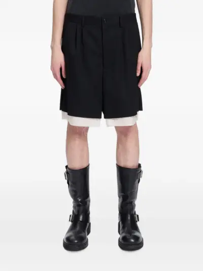 Ann Demeulemeester pleated layered shorts - Black