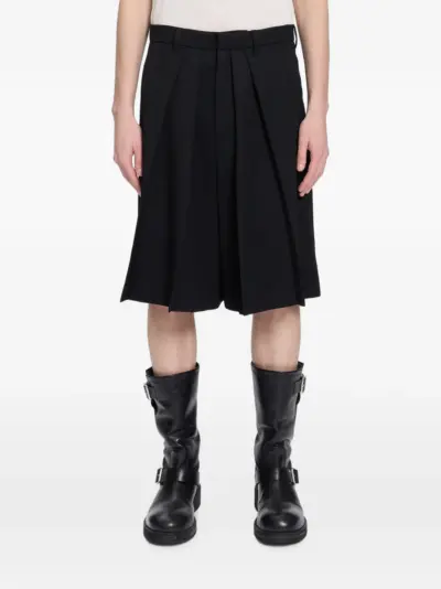 Ann Demeulemeester pleated wide-leg bermuda shorts - Black
