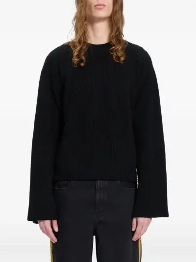 Ann Demeulemeester ribbed-knit wide-sleeve sweater - Black