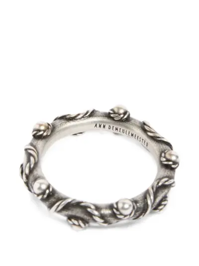 Ann Demeulemeester rope-detail studded ring - Silver