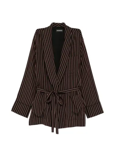 Ann Demeulemeester striped belted jacket - Black
