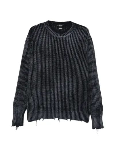 Avant Toi ribbed-knit distressed sweater - Blue