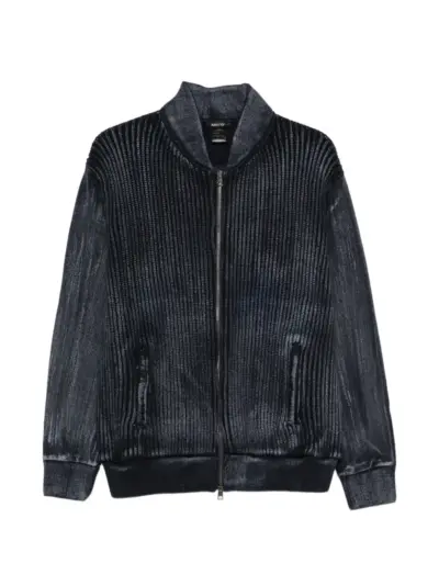 Avant Toi ribbed-knit panelled bomber jacket - Blue