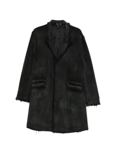 Avant Toi woven-design leather coat - Black