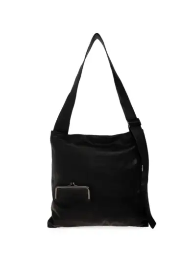 Discord Yohji Yamamoto clasp-detail leather shoulder bag - Black