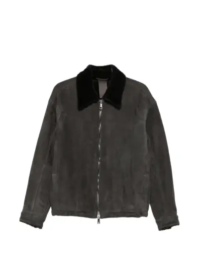 Giorgio Brato shearling-collar suede jacket - Grey