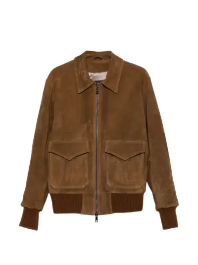 Giorgio Brato suede-finish zip-up jacket - Brown