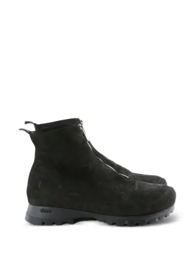 Guidi front-zip suede boots - Black