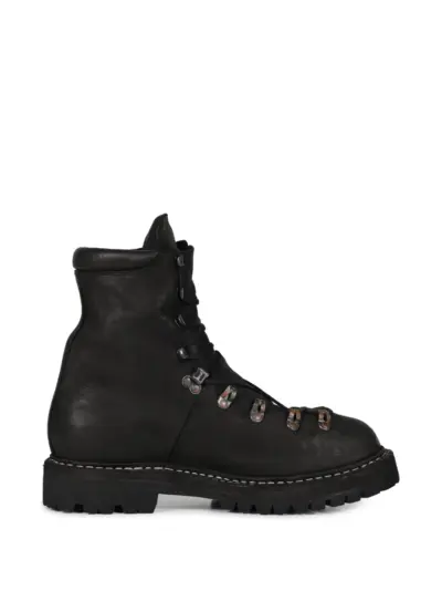 Guidi lace-up leather ankle boots - Black